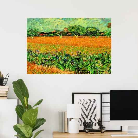 Van Gogh - Uitzicht van Arles met Irises Poster (Thuiskantoor)