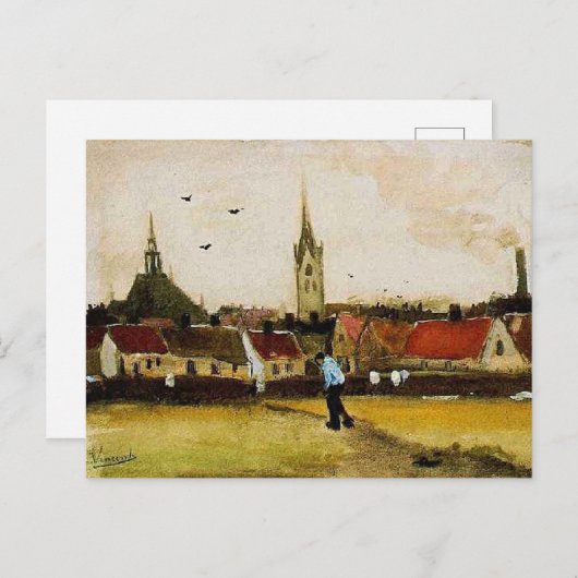 Van Gogh - Uitzicht van Den Haag met Nieuwe Kerk Briefkaart (Voorkant / Achterkant)