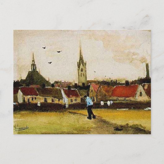 Van Gogh - Uitzicht van Den Haag met Nieuwe Kerk Briefkaart (Voorkant)