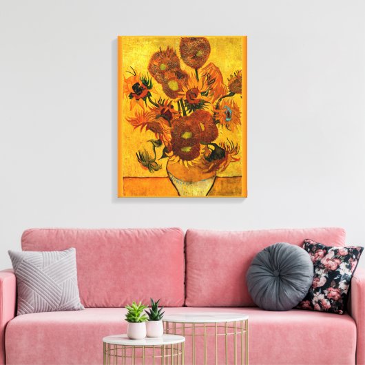 Van Gogh - Vaas met 15 zonnebloemen Canvas Afdruk (Insitu (Woonkamer))