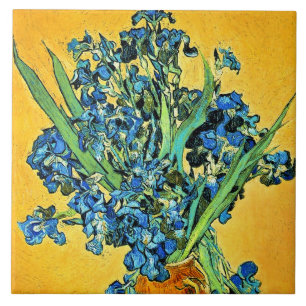 Van Gogh - Vaas met irissen, gele achtergrond Tegeltje
