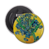 Van Gogh Vaas met Irissen Klassiek Impressionisme Button Flesopener (Voorkant)