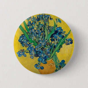 Van Gogh Vaas met Irissen Klassiek Impressionisme Ronde Button 5,7 Cm