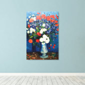 Van Gogh - Vaas met korenbloemen en klaprozen Canvas Afdruk (Insitu (Houten vloer))