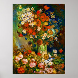 Van Gogh Vaas met korenbloemen en klaprozen Poster
