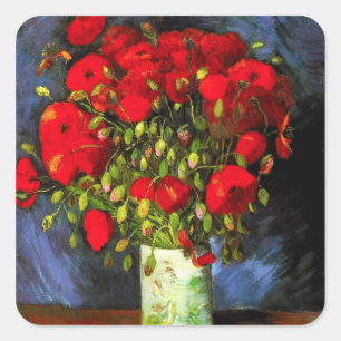 Van Gogh vaas met rode papaver Stickers