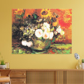 Van Gogh - Vaas met zonnebloemen, rozen... Canvas Afdruk (Insitu (Woonkamer))