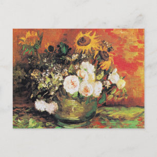 Van Gogh - Vaas met zonnebloemen, rozen en anderen Briefkaart