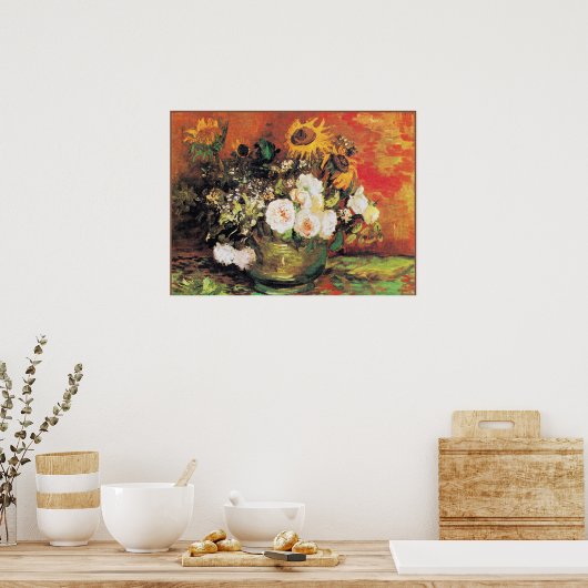 Van Gogh - Vaas met zonnebloemen, rozen... Poster (Keuken)