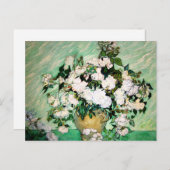Van Gogh Vase avec carte postale Roses Rose (Devant / Derrière)