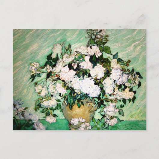 Van Gogh Vase avec carte postale Roses Rose (Devant)