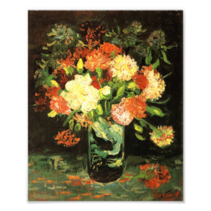 Van Gogh Vase met Carnors Print Foto Afdruk