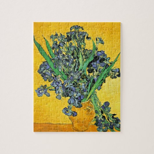 Van Gogh - Vase met de gele achtergrond van Irises Legpuzzel (Verticaal)