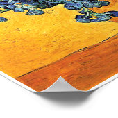 Van Gogh - Vase met de gele achtergrond van Irises Poster (Hoek)