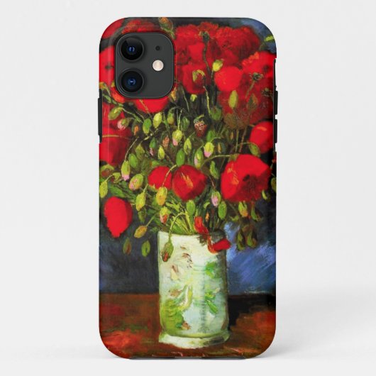 Van Gogh Vase met Red Poppies iPhone Case (Achterkant)