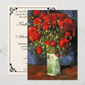 Van Gogh Vase met Rode Poppies, bruiloft Kaart (Voorkant / Achterkant)