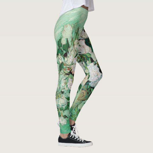 Van Gogh Vase met roze rozen Floral Art Leggings (Rechts)