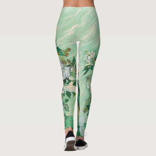 Van Gogh Vase met roze rozen Floral Art Leggings (Achterkant)