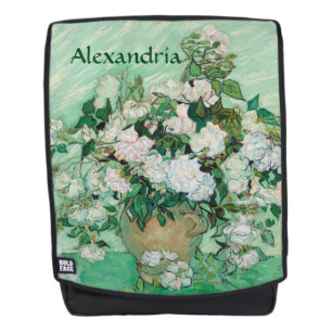 Van Gogh Vase met roze rozen Floral Art Rugtassen
