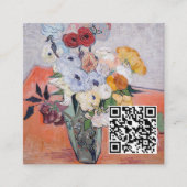 Van Gogh - Vase met Rozen en annemonen - QR-code Vierkante Visitekaartje (Voorkant)