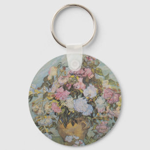 Van Gogh Vase met Rozen Sleutelhanger