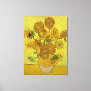 Van Gogh Vase met veertien zonnebloemen Canvas Afdruk