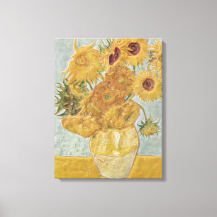 Van Gogh - Vase Twaalf zonnebloemen Canvas Afdruk