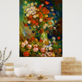 Van Gogh Vase with Cornflowers and Poppies Poster (Keuken)