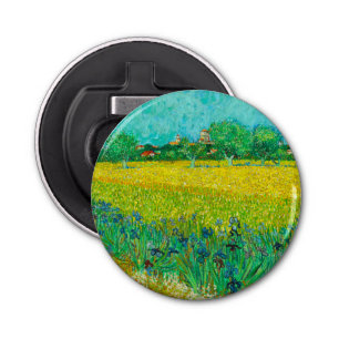 Van Gogh Veld met irissen bij Arles Button Flesopener