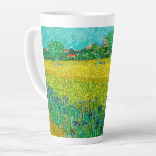 Van Gogh Veld met irissen bij Arles Latte Mok (Linkerhoek)