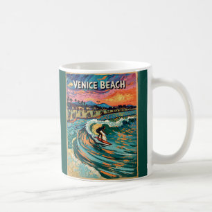 Van Gogh Venice Beach Surfen Californië Retro Koffiemok