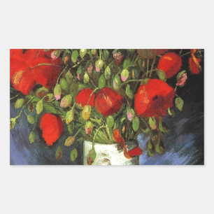 Van Gogh Vintage Schilderij Bloesems Vaas Bloemen Rechthoekige Sticker