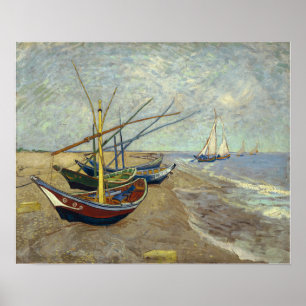 Van Gogh - Vissen boten bij Les Saintes-Maries Poster