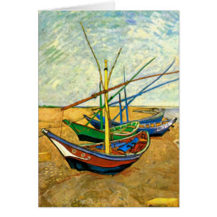 Van Gogh Vissersboten op het strand bij Saintes Ma