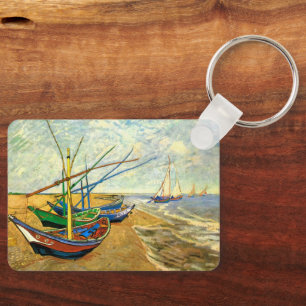 Van Gogh Vissersboten op het strand bij Saintes Ma Sleutelhanger