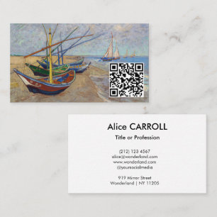 Van Gogh - Vissersboten op het Strand - QR Code Visitekaartje