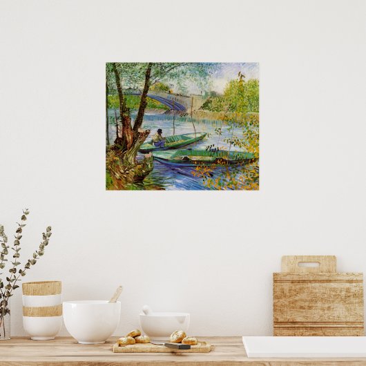 Van Gogh Vist in de lente Pont de Clichy Poster (Keuken)