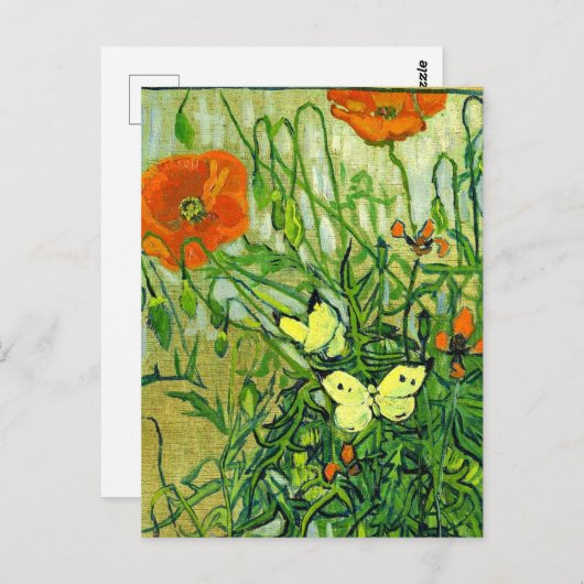 Van Gogh - Vlinders en klaprozen, beroemd kunstwer Briefkaart (Voorkant / Achterkant)