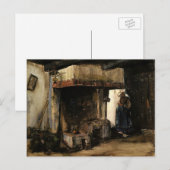 Van Gogh; Vrouw door een Hearth, impressionisme Briefkaart (Voorkant / Achterkant)