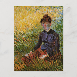 Van Gogh; Vrouw zittend in gras, Vintage Fijne Kun Briefkaart