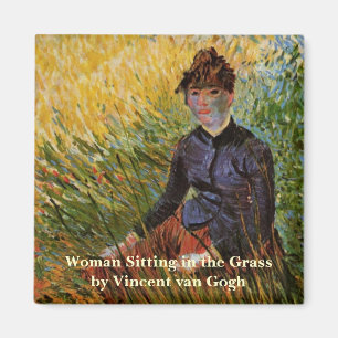 Van Gogh; Vrouw zittend in gras, Vintage Fijne Kun Magneet