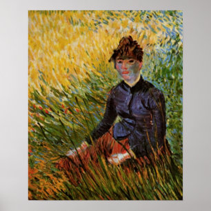 Van Gogh; Vrouwen zitten in gras, kunst Poster