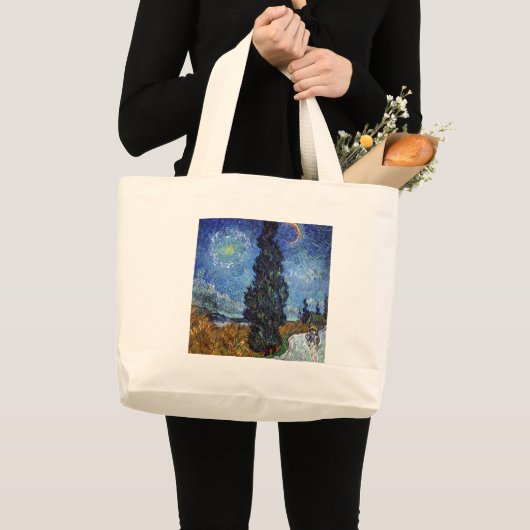 Van Gogh weg met cipressen impressionisme Grote Tote Bag (Voorkant (product))