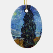 Van Gogh weg met cipressen impressionisme Keramisch Ornament (Achterkant)