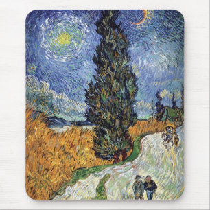 Van Gogh - weg met Cypresses Muismat
