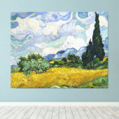 Van Gogh Wheat Field Cypresses Painting Canvas Afdruk (Insitu (Houten vloer))