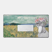 Van Gogh Wheat Field en Fancy kat Bureaumat (Keyboard & Muis)