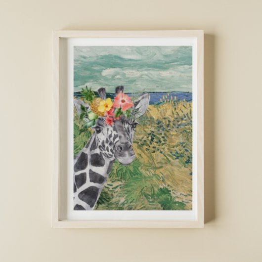 Van Gogh Wheat Field en Giraffe Compilation Poster