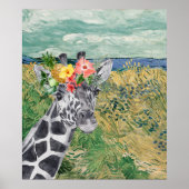Van Gogh Wheat Field en Giraffe Compilation Poster (Voorkant)