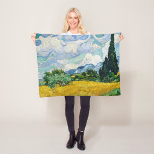 Van Gogh Wheat Field met Cypresses. Impressionisme Fleece Deken